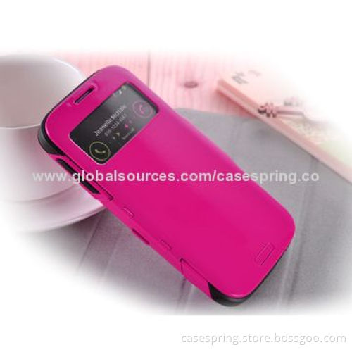 Wake-up Flip Leather Battery Case Cover for Samsung Galaxy S4, with Window Design
